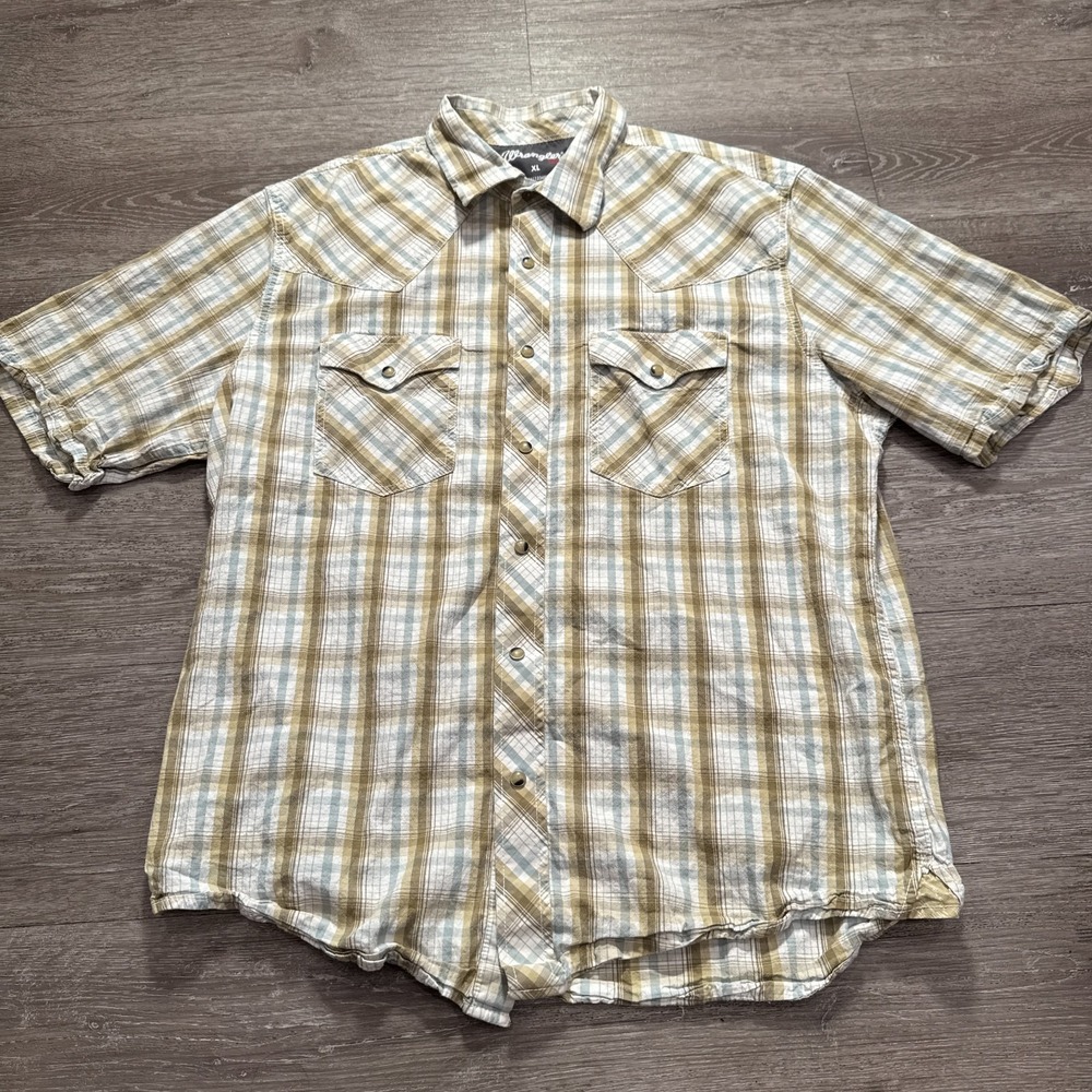 Wrangler 20X Shirt Mens XL Plaid Pearl Snap Cowboy Button Up Western Rodeo Adult